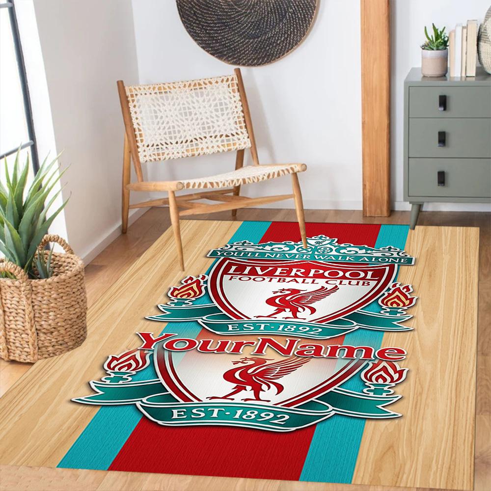 Liverpool Customizable Name Area Rug Perfect for Dining Room Game Room Playrooms Entryway Anti-slip Rug Decorate Offices Perfect Gift for Women/Men