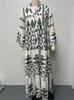 2026 Elegant European Plus Size Women's Printed Bohemian Shirt Dress