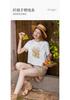 Cool and Antibacterial: Fragrant Shadow Embroidered Printed White T-shirt for Women, 2026 Summer New Round Neck Short Sleeve Cotton Top