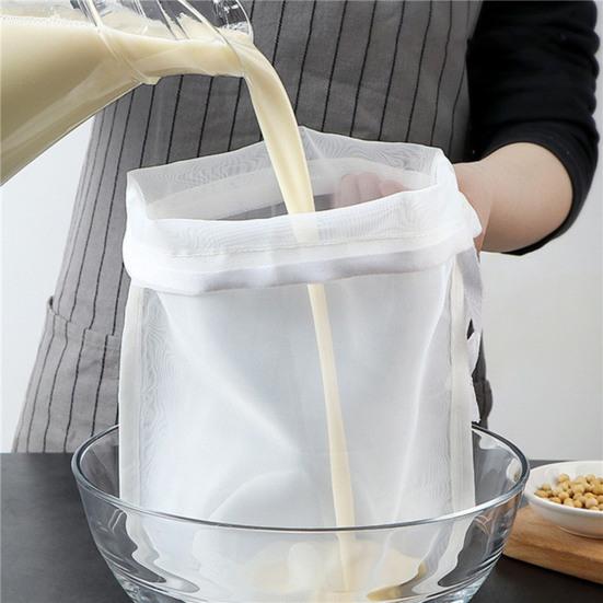 4Pcs Nylon Filter Bag Food-Grade Reusable Mesh Strainer for Nut Milk Cold Brew Coffee Juice Yogurt Strainer Bags Washable Kitchen Helper