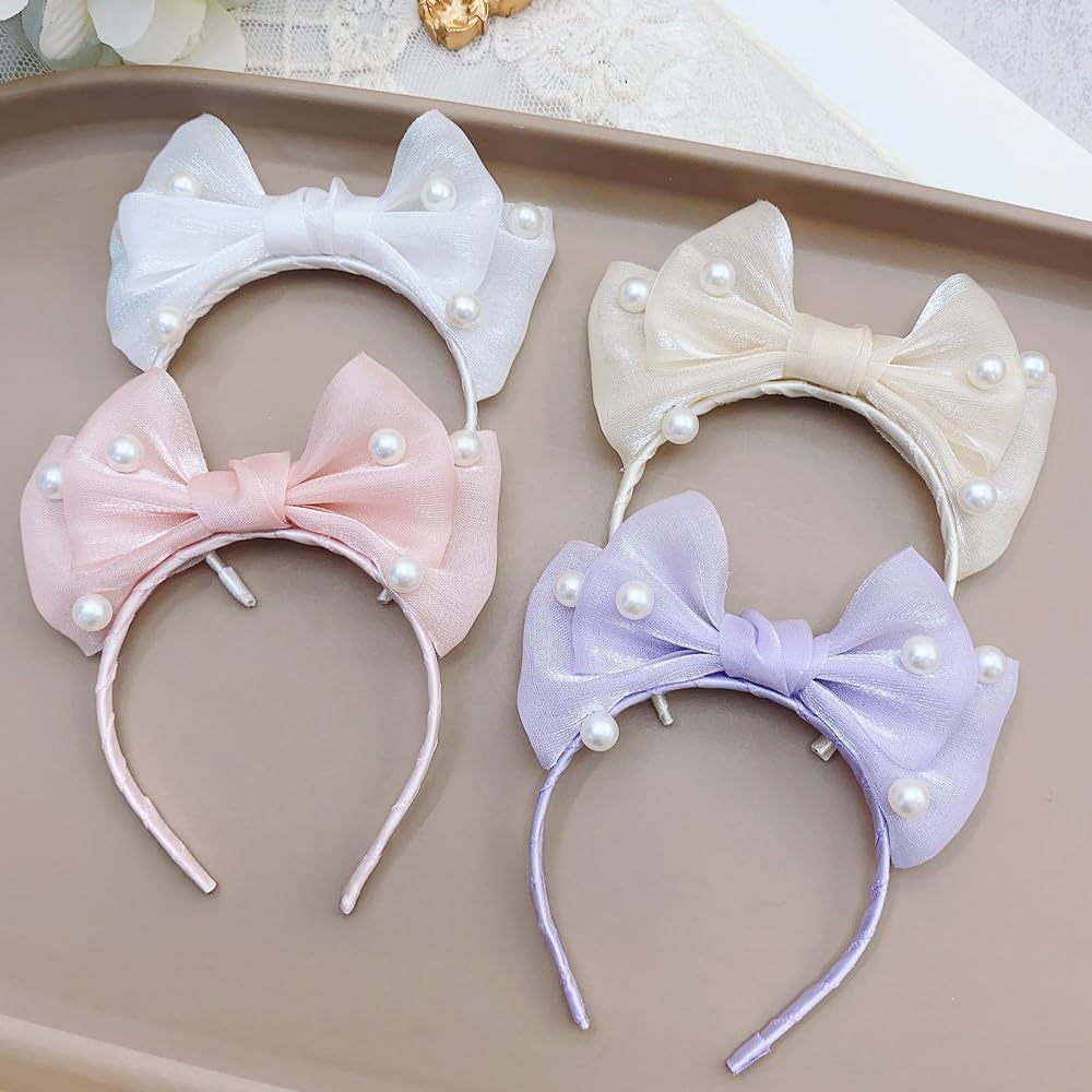 Perłowa opaska na głowę dla pluszowych zabawek [10cm] Kremowa, Pluszowe ubranka, Akcesoria Kigurumi, Działania Otaku, Maskotka lalka, Kostium dla lalki K-Pop [Używany]