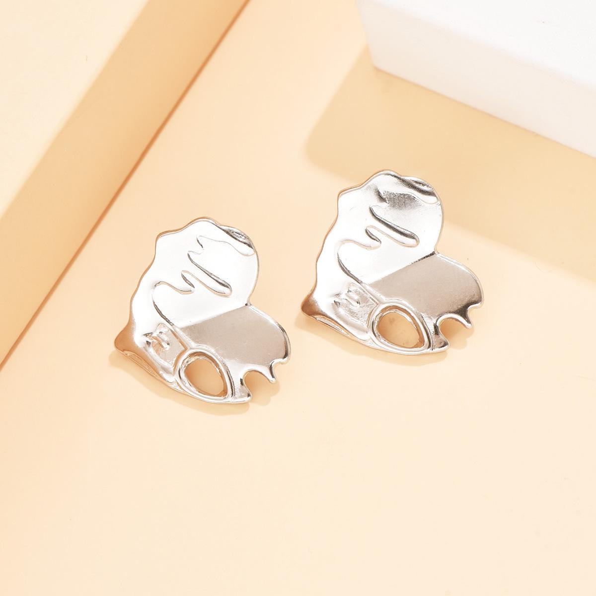 Versatile Stylish Irregular Heart Stainless Steel Stud Earrings for Women