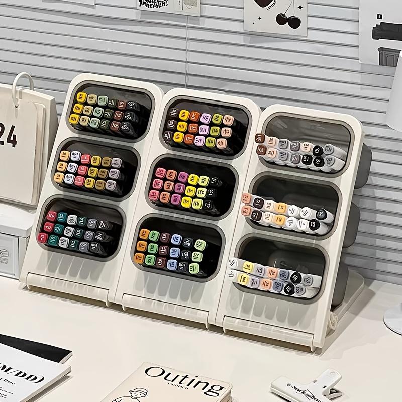 Large Capacity Desk Organizer - Wall Mounted Pen Holder for Markers and Pens | Polished Plastic, Ideal for Students and Office Use