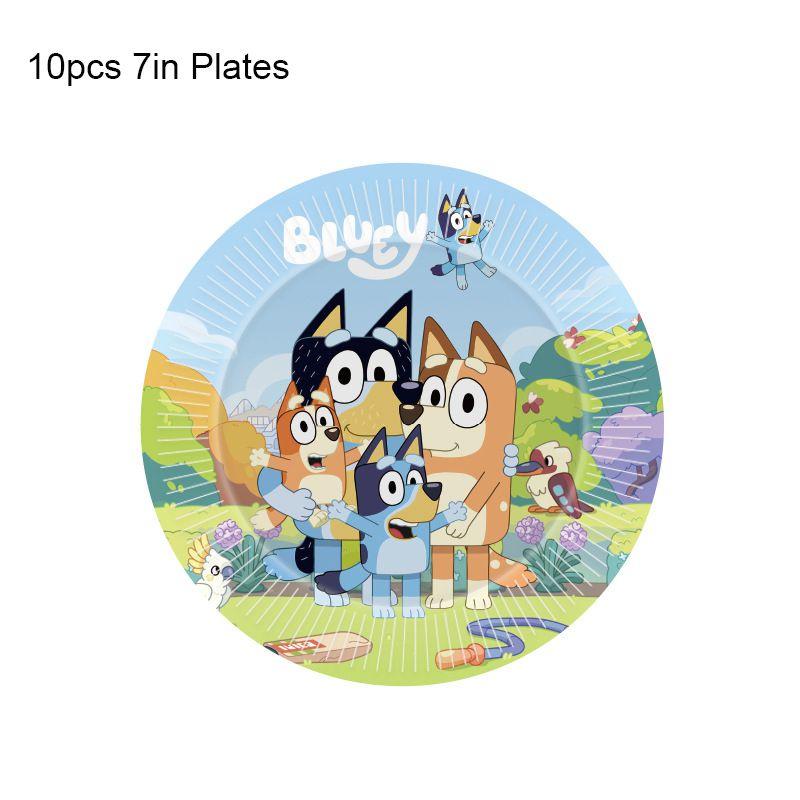 Theme Kids Bluey Birthday Party Supplies Decor Plate Tablecloth Balloon Banner