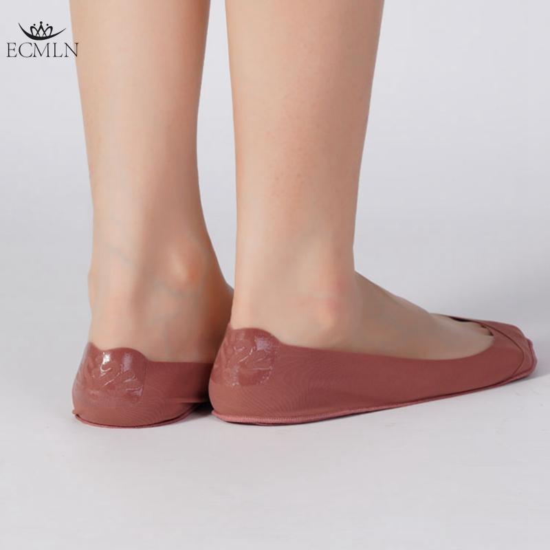 Women Ice Silk Boat Socks Non Slip Heel Summer Invisible Socks Pure Cotton Thin Socks