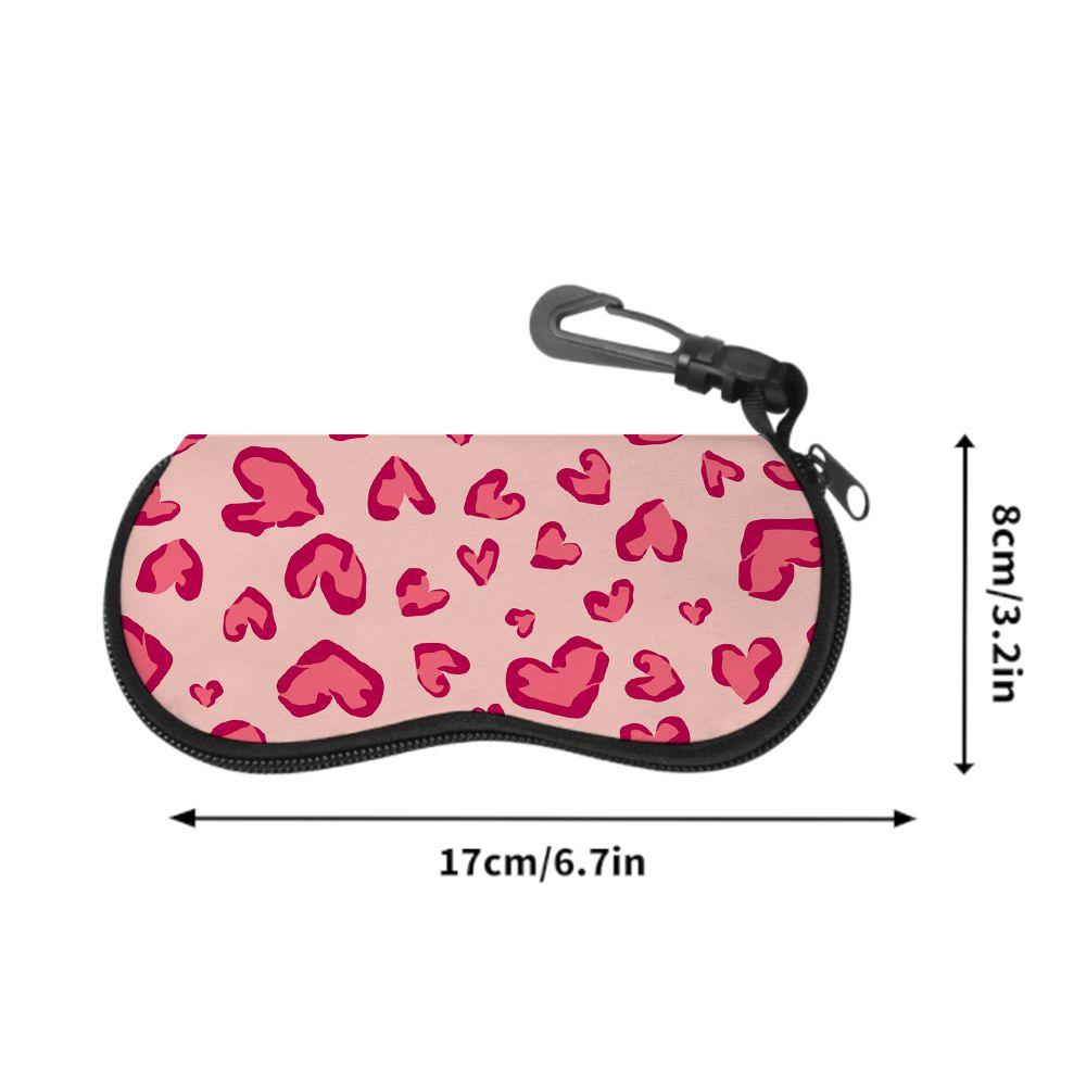 Pink Heart Pattern Soft Eyeglasses Sunglasses Case,Portable Lightweight Drawstring Pouch Protective Sleeve for Daily Travel Accessories