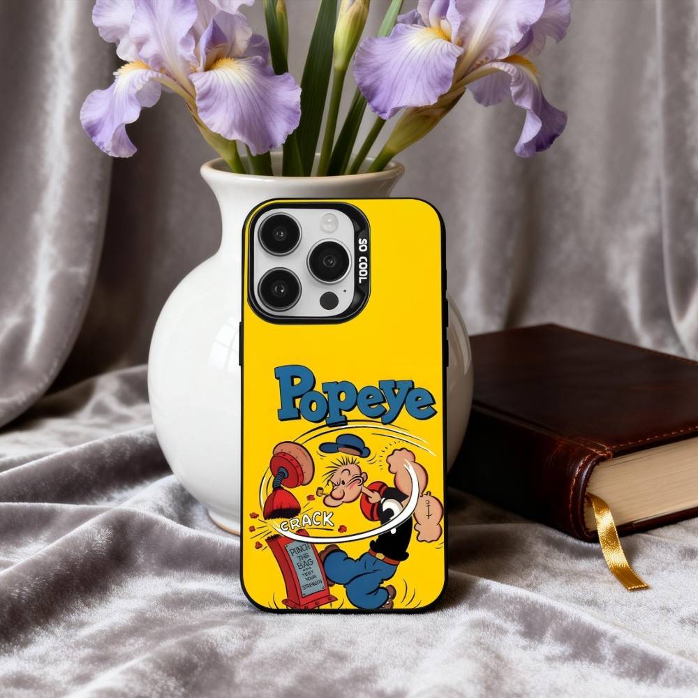 C-Cartoon C-Character P-Popeye-E  Phone Case For iPhone17,16,15,14,13,12,11 Plus,Pro Max Candy Silver Plated Inside Cover