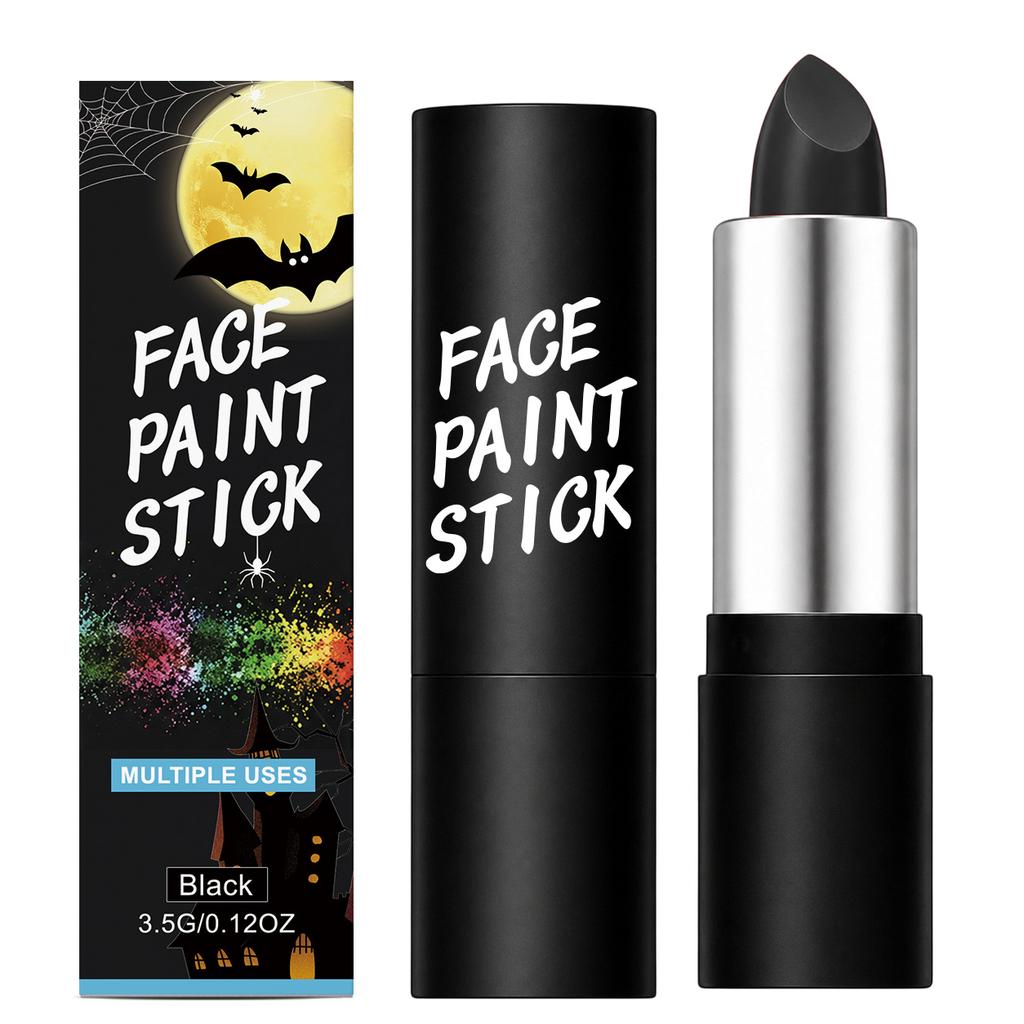 Facial paint stick, black, smooth and easy to apply, provides even color coverage, contains Vitamin E, perfect for party and special effects makeup