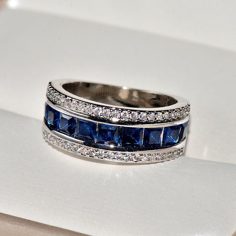 Zircon Rings with Hot Jewelry Inlaid Diamond Rings Creative Color Retaining Electroplated Gem Hand Jewelry