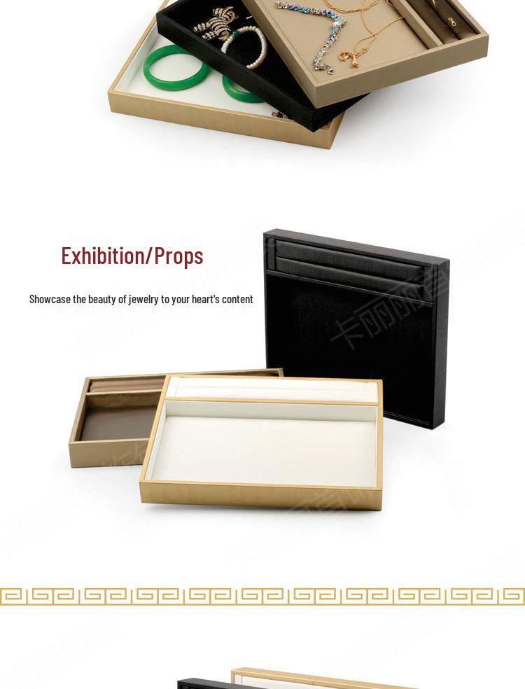 PU Leather Double-Sided Jewelry Tray for Necklaces & Rings - Small Display for Accessories or Jade Ware