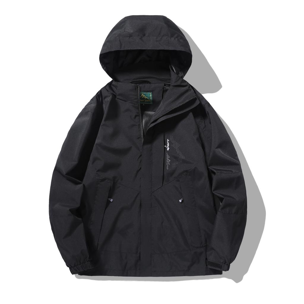 Chaqueta cortavientos para hombre, informal, con capucha y bloques de color para exteriores, nueva chaqueta resistente al desgaste para acampar y hacer senderismo en primavera