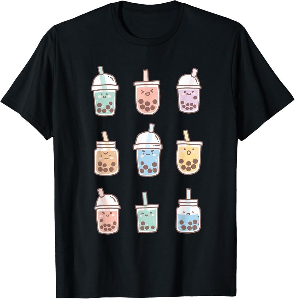 

Cute Kawaii Boba Anime Bubble Tea Pastel Gift Unisex T-Shirt L