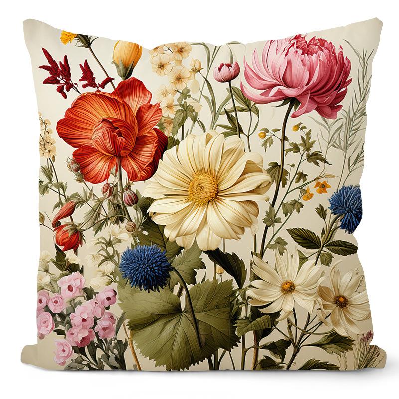 Retro Floral Pillow Case Home Living Room Sofa Cushion Balcony Car Pillow Ornament Premium Durable Quality Useful