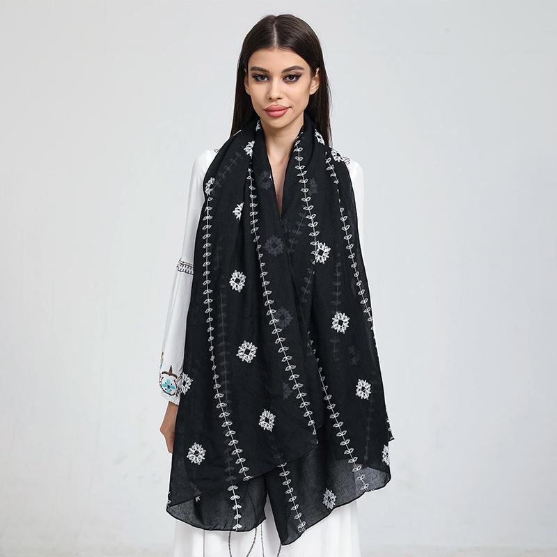 New Pashmina Embroidery Shawl Lady Wrap Warm Winter Scarves Autumn Design Print Female Foulard Beach Stoles Luxury Scarf