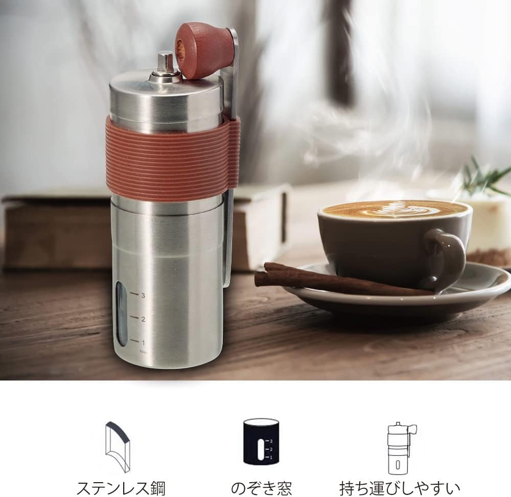 Manual Coffee Grinder, Adjustable Grind Size, Portable, Washable, Easy To Clean, Compact, Lightweight (285g), Ideal for Home Use, Outdoors, Camping,