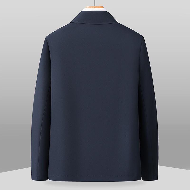 Spring and Autumn Middle-aged and Elderly Men's Executive Jacket Lapel Zipper Business Casual Jacket Daddy's Jacket
