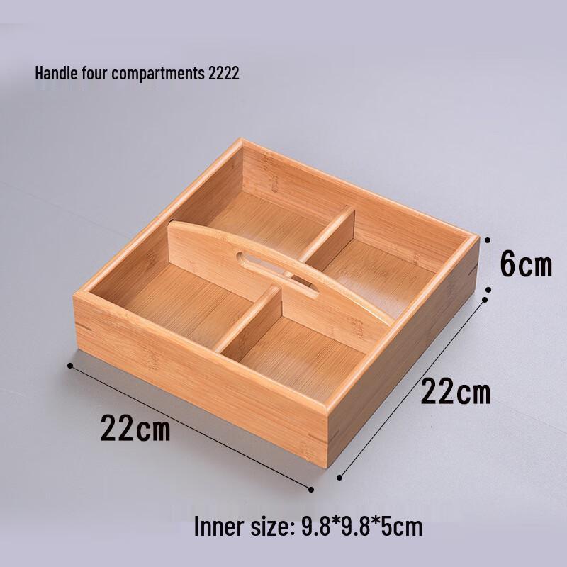 Bamboo Divided Snack Serving Tray with Handle