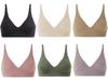 Women's Plus Size V-Neck Wire-Free Soft Support Bra with Removable Cups