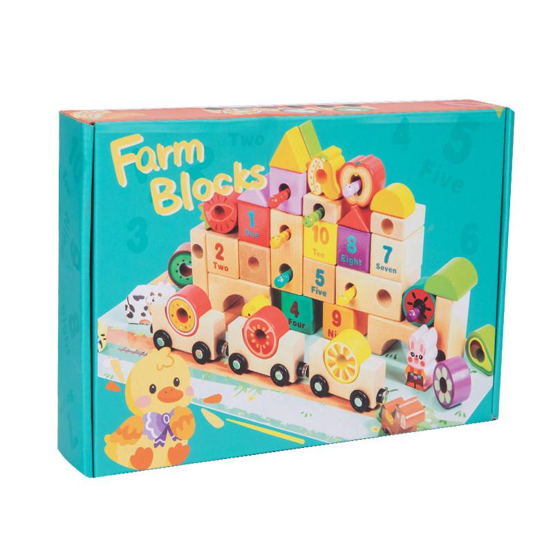 Fruit Wooden Educational Train Building Blocks For Digital English Toy Cognition