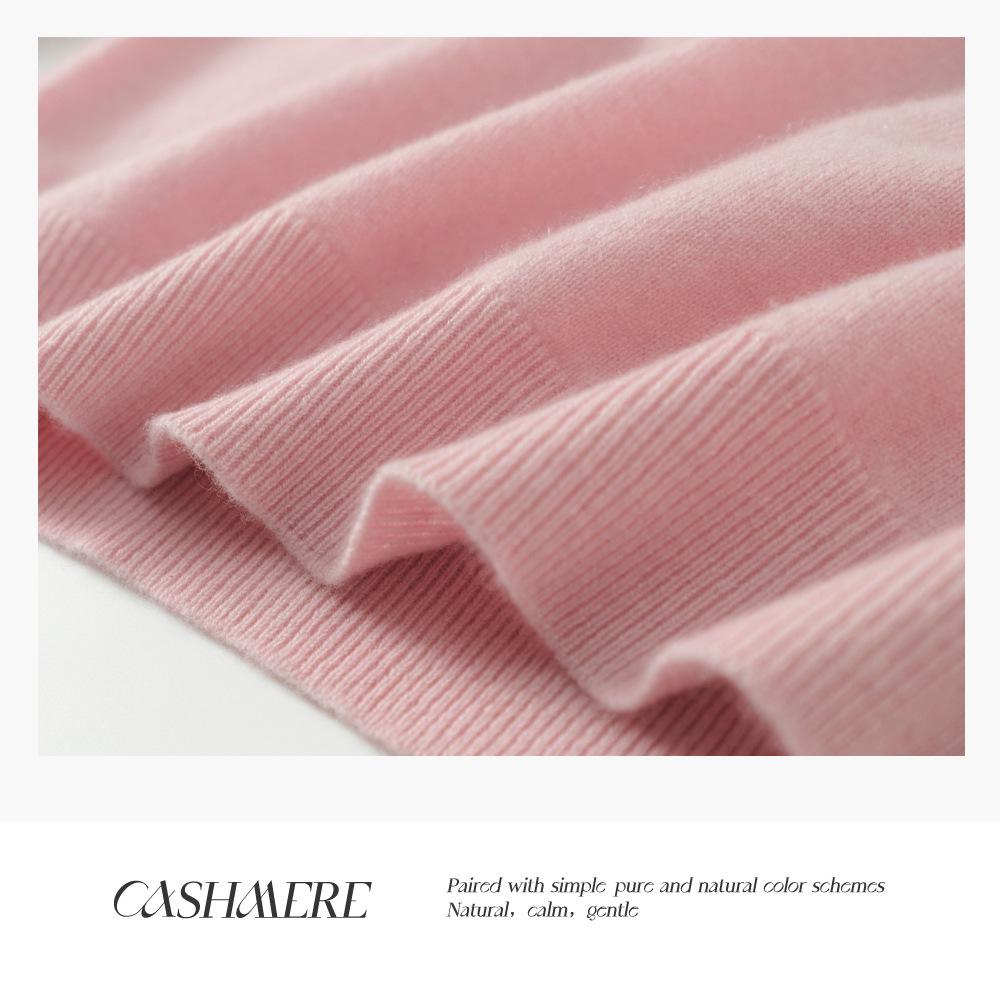 Kang Sai Ni 100% Pure Cashmere Women's Long Sleeve Slimming Pullover Sweater with Small Lapel - Autumn/Winter Casual Versatile Style.