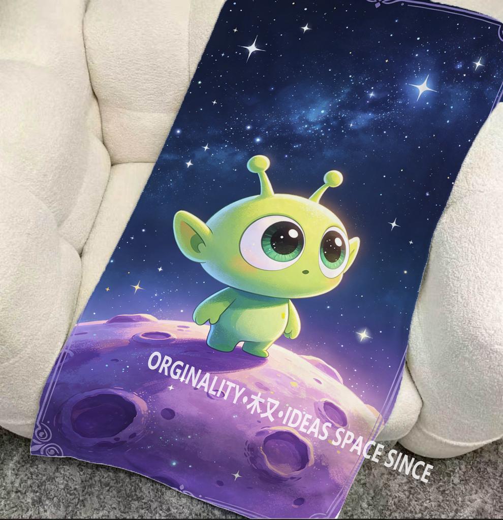 Süßes Alien-Galaxie-Strandtuch Gemustert Sonnenschutz Und Winddicht Geeignet Für Schwimmbad Camping Reise Decke