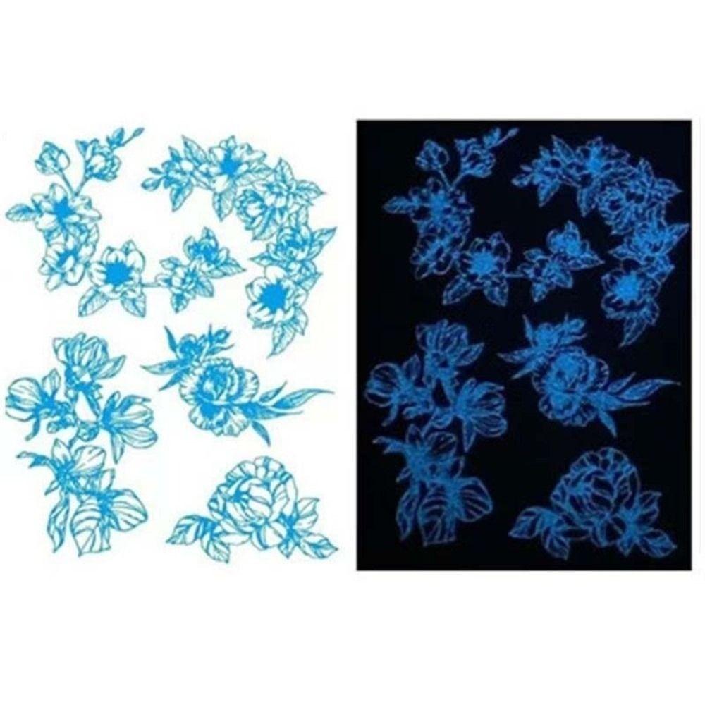 Temporary Luminous Flower Tattoo Sticker Love Heart Leaf Floral Fake Tattoos Girl