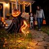 Festive Landscape Ornaments Solar Halloween Pumpkin Garden Light, Outdoor Yard Stake Decoration with Holiday Path Lighting Flowing LED Effect for Lawn