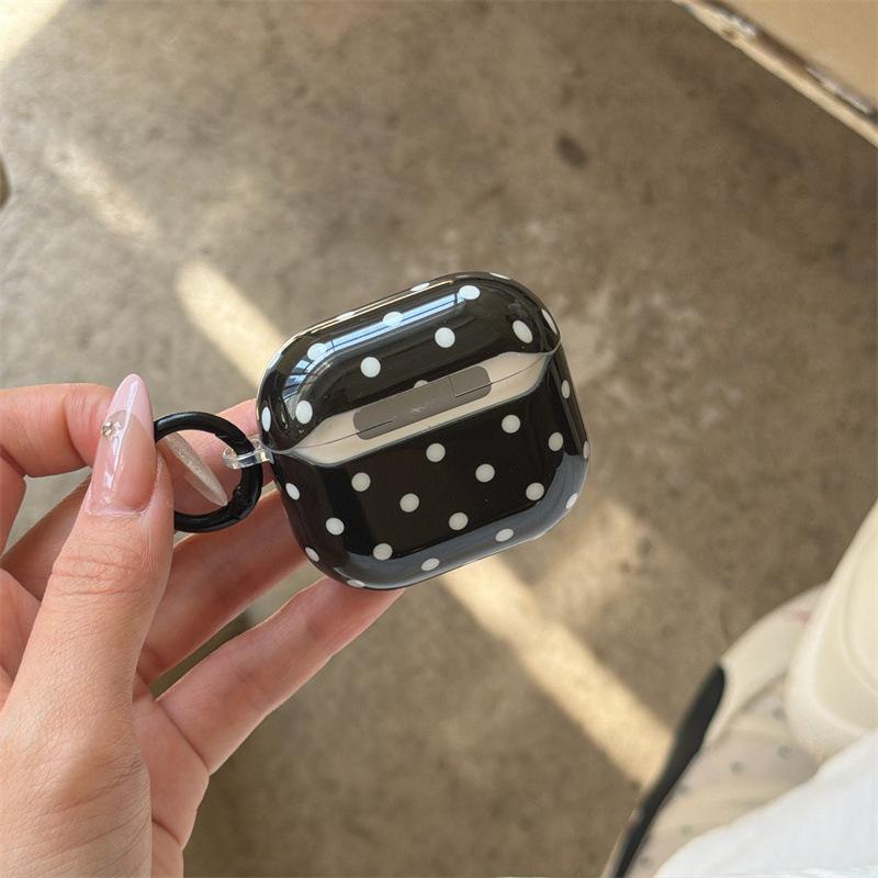 Simple Black Background White Polka Dot AirPods 1 Generation Earphone Case for Apple Bluetooth Headset 1st Generation Pro1