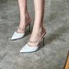 High Heel Shoes For Women With Pointed Toe And Water Diamond Embellishments For Summer Fashion