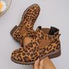 Women's Classic Velvet Leopard Print Short Boots, Vintage Fashionable Versatile Shoes with Excellent Durability and Anti-Slip Quality
