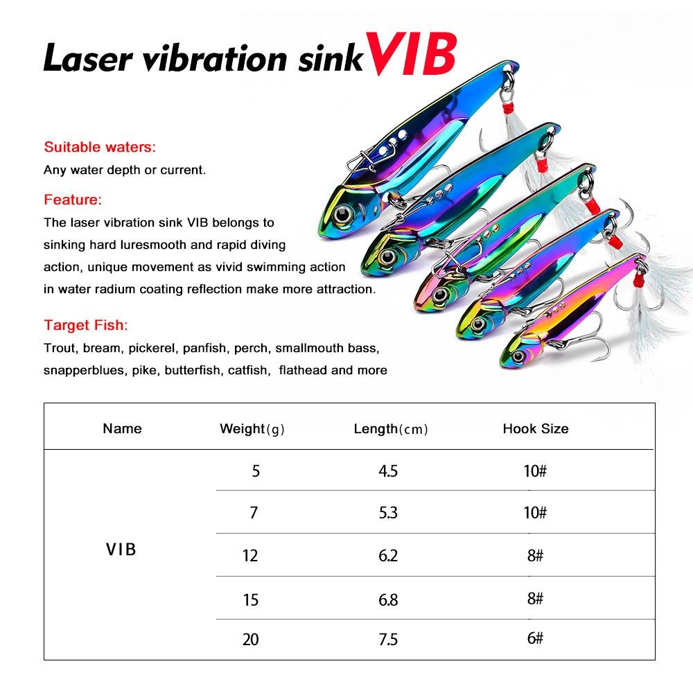 5PCS with 3D Eyes VIB Sequins Lures Double Treble Hooks Swimbait Lures  Bass Fishing