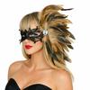 Feather Side Headpiece with Lace Eye Mask for Carnival Parade Masquerade Ball Mardi Gras Party Samba Dance Costume Outfit
