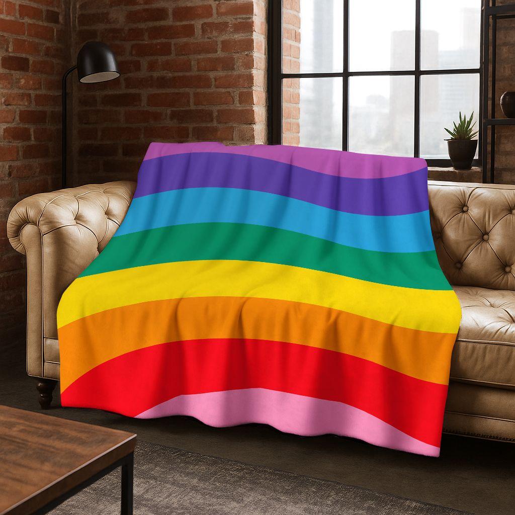 Colorful Rainbow Clouds Dream Sky Cartoon Flannel Blanket,Cozy Soft Throw Blanket for Home Bedroom Bed Sofa Picnic Cover Kids