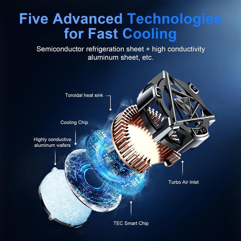 Phone Cooler with RGB Lights Universal Magnetic Gaming Radiator Fan for Mobile Gaming & Live Streaming