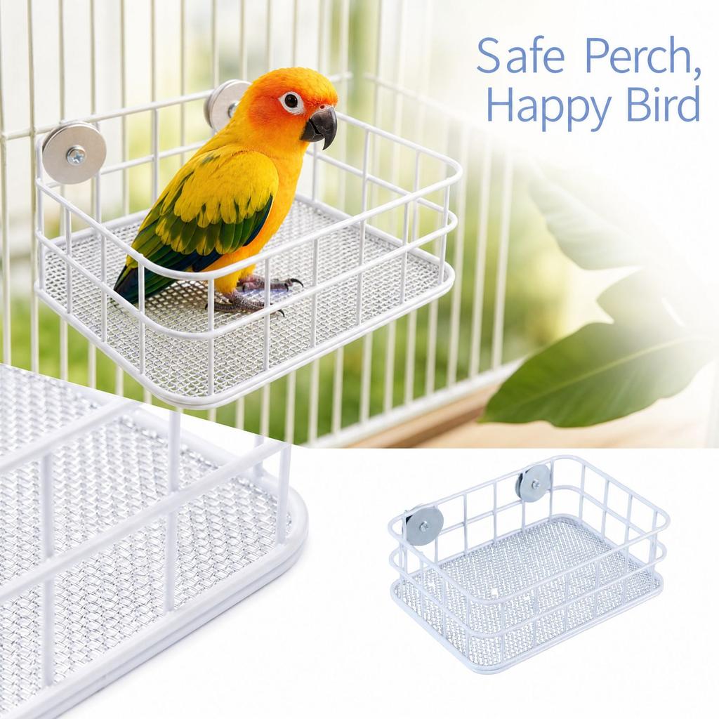 Stainless Bird Stand with Mesh for Parakeets Cockatiels