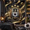 Duvara Asılan Goblen Beşiktaş FK Baskılı Kumaş Salon Yatak Odası Ev Dekorasyonu İçin