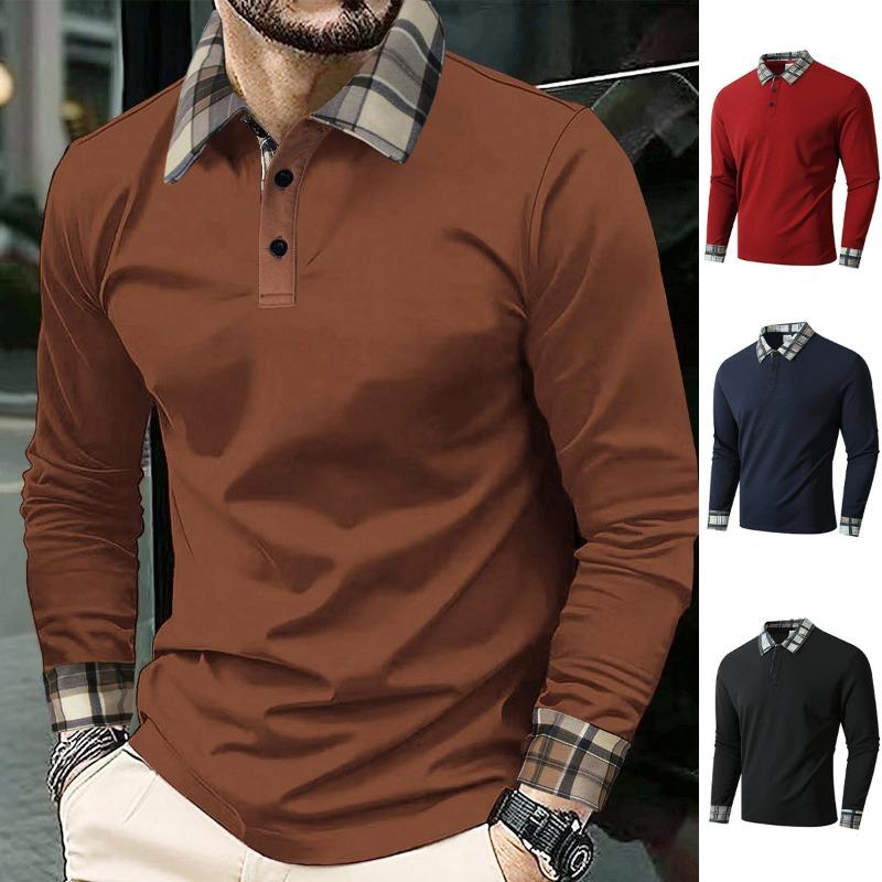 Men S Autumn Outdoor Breathable Long Sleeve Plaid Polo Shirt