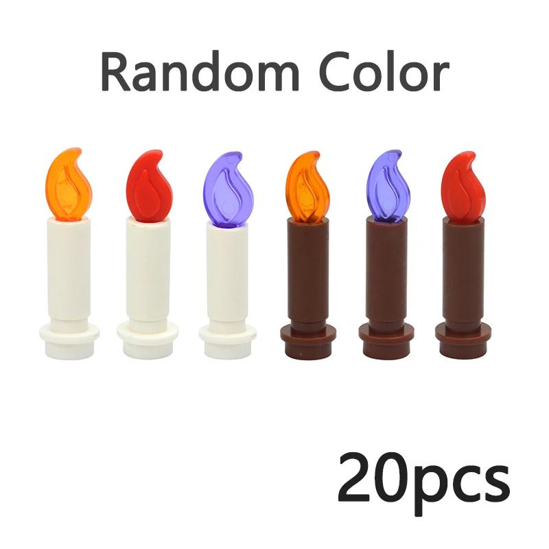MOC Bonfire Bricks Accessories 37762 37775 Wave Candle Holder Flame Candlestick Model Educational Fire Toy Building Blocks Kids