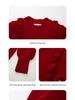 Girls' Long Sleeve Red Woolen Knit Dress – Stylish New Year Outfit for Older Children