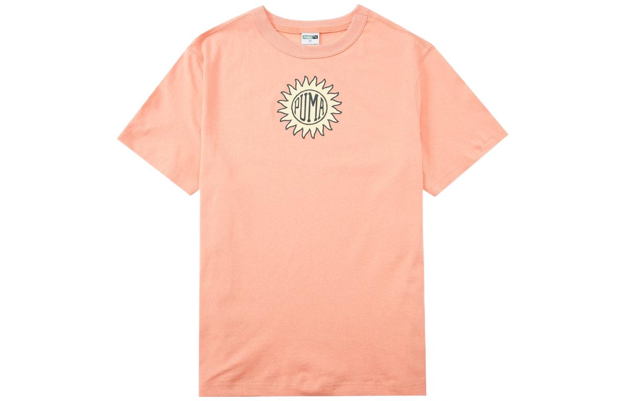 PUMA T Shirts Men s Peach Pink Crew Neck Moderate Straight Fit 535400-28 L