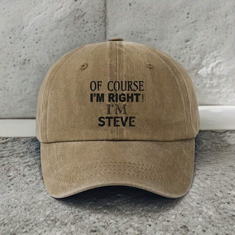 Vintage Woven Baseball Cap With Printed Text For Men Outdoor Casual Sport Hat