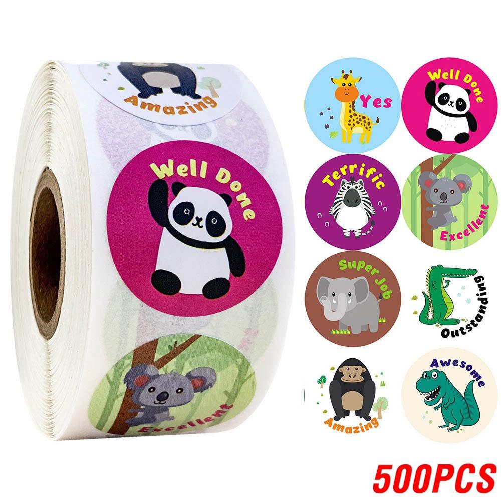100-500pcs Encouragement Sticker Reward Stickers Roll For Kids Motivational Stickers With Cute Animals For Students Teachers