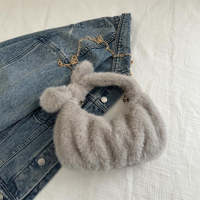 Fashion Plush Handbag Design Foreign Style Shoulder Messenger Bag Dumpling Bag