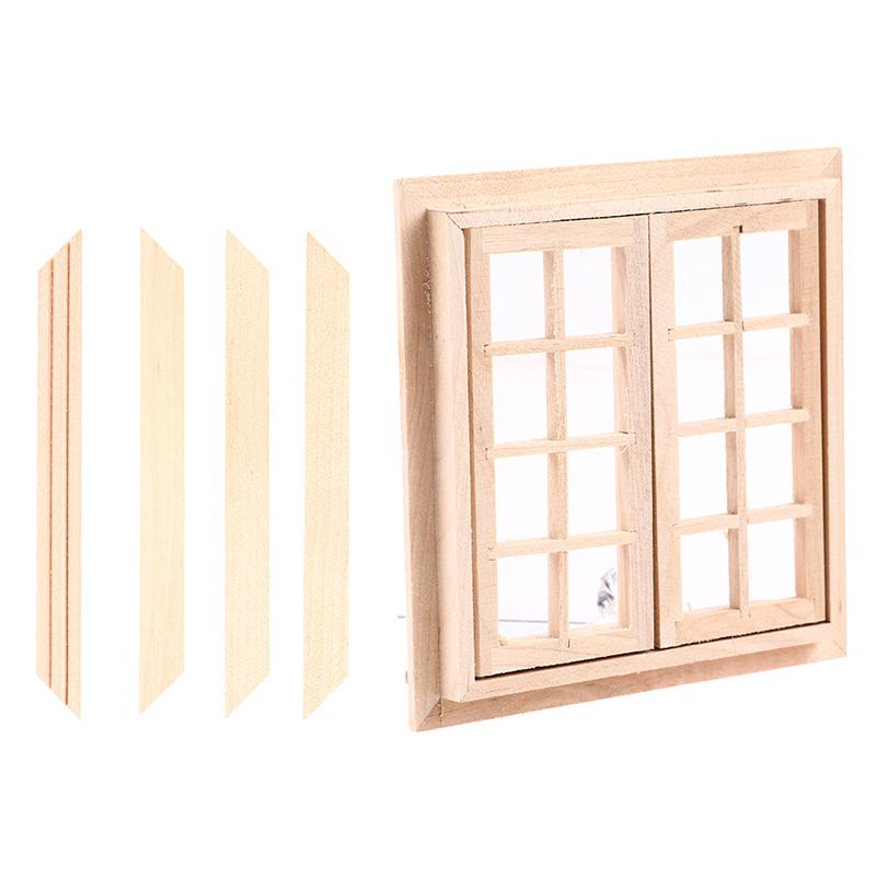 1:12 Dollhouse Miniature Door Window 16 Grids Square Windows Model Home Decor