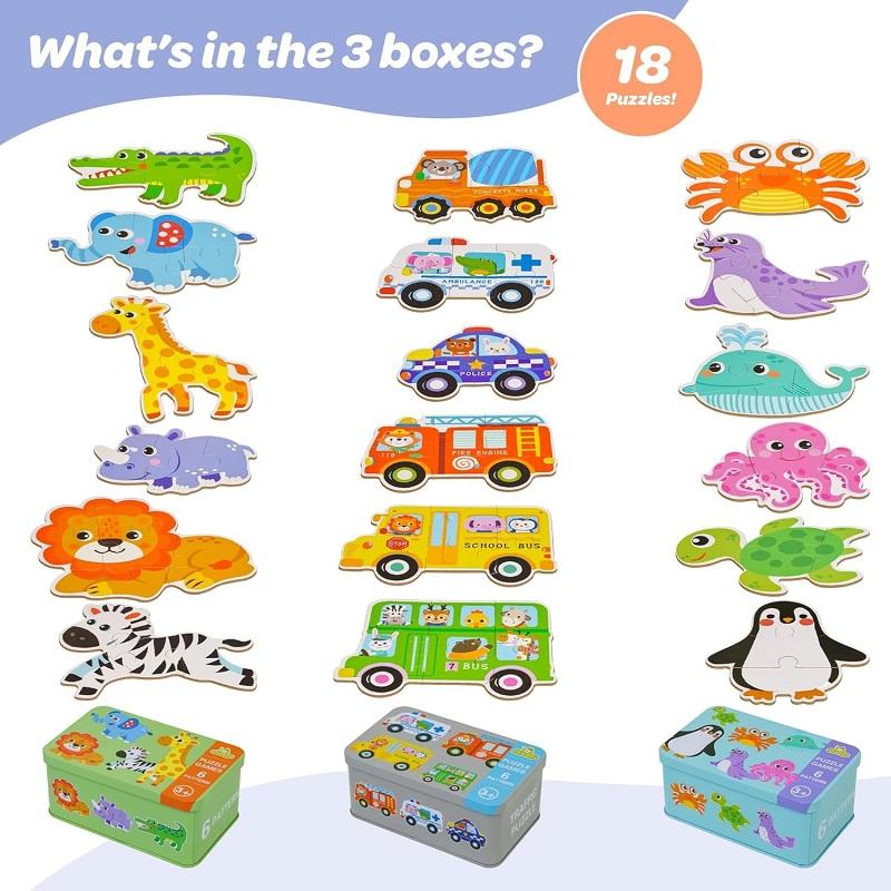 Puzzle di Animali per Bambini 1 2 3 Anni Ragazzi Ragazze Imparare gli Animali Gioco di Abbinamento con Carte di Memoria Giocattoli Educativi