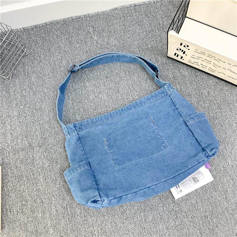 Джинсовая сумка Женская большая вместительная сумка через плечо Студенческая сумка через — фото 20