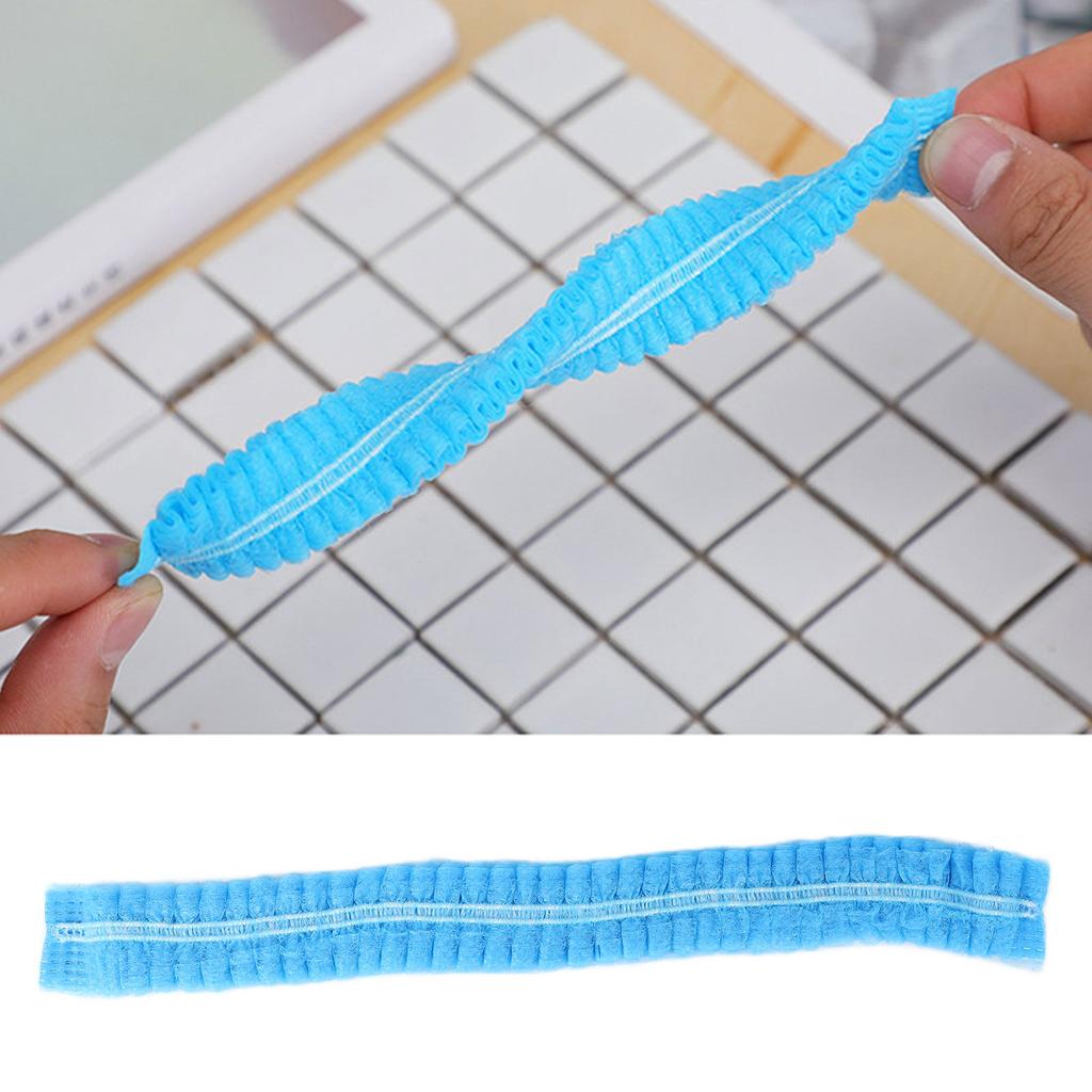 100pcs NonWoven Disposable Net Cap Breathable Stretchable Beauty Salon Shower Bath Cap