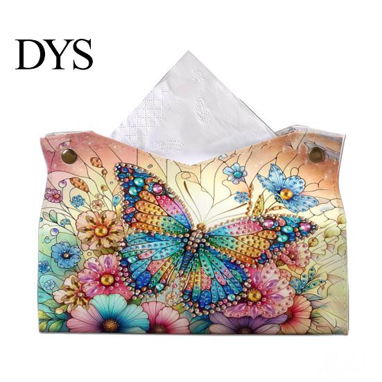 Holiday Gift for Craft Lovers DIY Faux Diamond Art Painting Tissue Box, Leather Desktop Creative Gifts Children Holder Pouch, 5D Rhinestone Embroidery