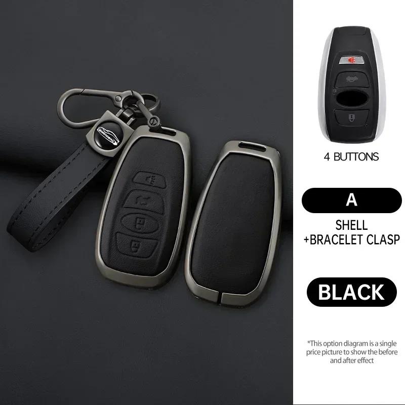 Interior Mouldings Zinc Alloy Leather Car Key Case Cover For Subaru BRZ STI XV SV Forester Legacy Outback Crosstrek Impreza WRX