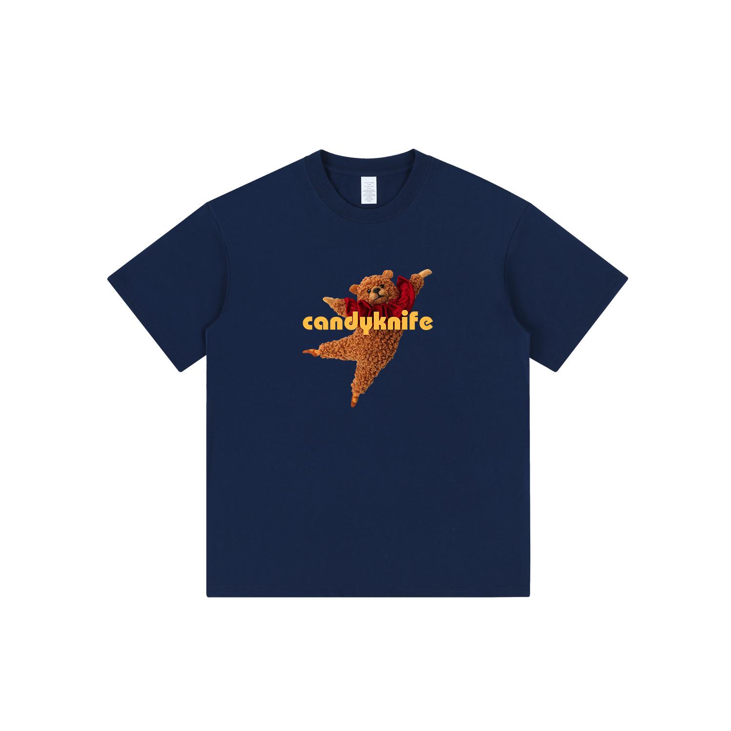 

Retro Cartoon Bear Print Loose-Fit Cotton T-Shirt | Short Sleeve, BF Style | Spring/Summer Vintage Fashion 3XL коричневий